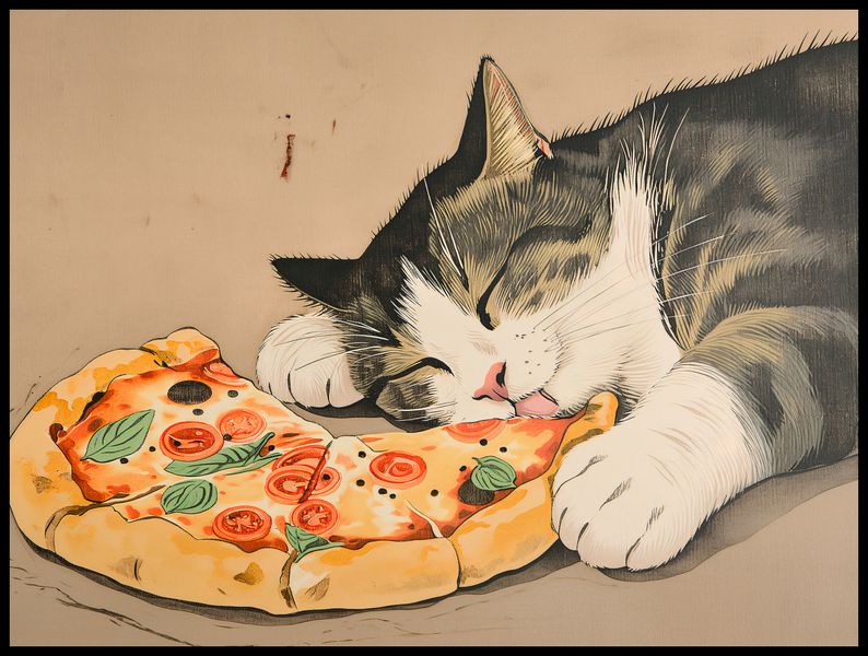Plakat 100x75cm Pizza Dla Kota zdjęcie 2