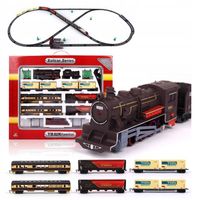 WIELKA KOLEJKA POCIĄG TORY 10 metrów LOKOMOTYWA LED 7 wagonów DRZEWKA PERON