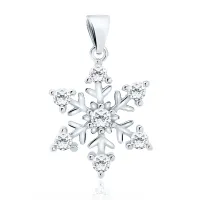 DELIKATNY RODOWANY SREBRNY WISIOREK PŁATEK ŚNIEGU ŚNIEŻYNKA BIAŁE CYRKONIE