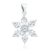 DELIKATNY RODOWANY SREBRNY WISIOREK PŁATEK ŚNIEGU ŚNIEŻYNKA BIAŁE CYRKONIE