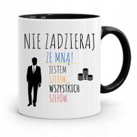 Kubek Czarny Dla Szefa Szef Wszystkich Szefów Z Nadrukiem Ze Zdjęciem