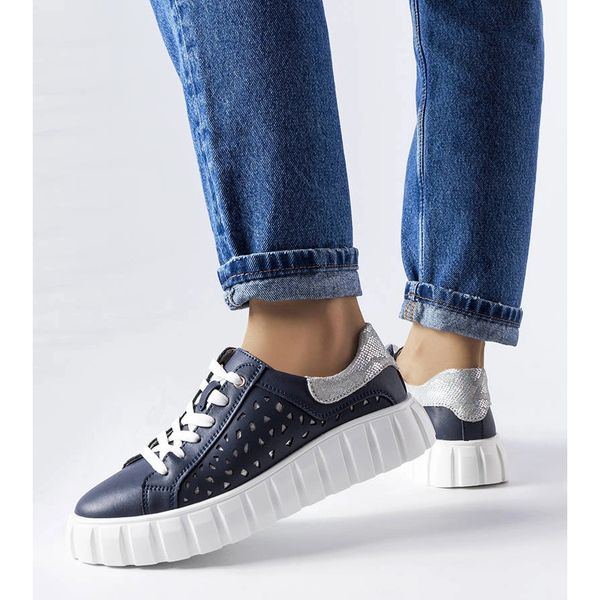 Granatowe sneakersy ze wstawkami Patch r.38 zdjęcie 2