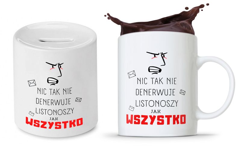 Dla Listonosza Zestaw Kubek + Skarbonka Prezent Z Nadrukiem Ze Zdjęciem zdjęcie 1