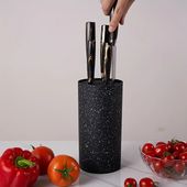 STOJAK NA NOŻE BLOK UNIWERSALNY POJEMNIK DO NOŻY CZARNY MARMUR 22 cm