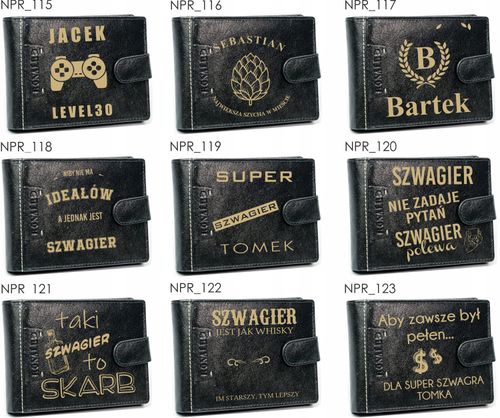 Portfel męski z grawerem NAPISEM PREZENT dla niego na Arena.pl