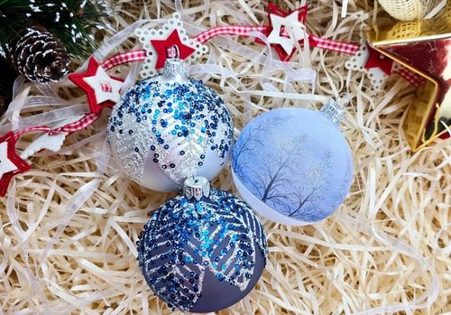 Bombki choinkowe szklane ręcznie malowane, 8cm, komplet 6 sztuk na Arena.pl