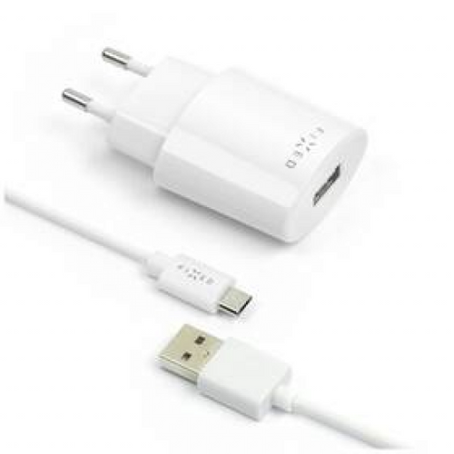 Ładowarka do sieci FIXED 1x USB, 2,4A + micro USB kabel (FIXC-UM-WH) Biała na Arena.pl