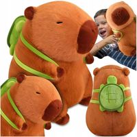 KAPIBARA PLUSZOWA MASKOTKA Z PLECAKIEM ŻÓŁWIEM W ZESTAWIE 2w1 31cm