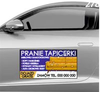 Magnes na samochód reklama magnetyczna 60x30 cm PRANIE TAPICERKI