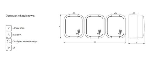 b2 gniazdo potrójne n/t z/u ip54 białe klapka biała - e+9002115 na Arena.pl