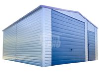 Garaż Blaszany 5,5x6m Brama Uchylna Drzwi 2x Okno Antracyt Dach GP415