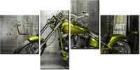 45CM 120CM ZEGAR 4 ELEM OLIWKOWY MOTOCYKL ŚCIENNY