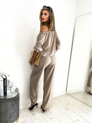 Komplet damski spodnie OVERSIZE kieszenie bluzka hiszpanka lekki S/M na Arena.pl