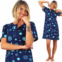 KOSZULA NOCNA piżama tunika rozpinana z dekoltem zapinanym na 4 guziki L