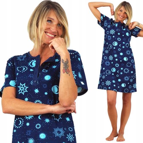 KOSZULA NOCNA piżama tunika rozpinana z dekoltem zapinanym na 4 guziki L na Arena.pl