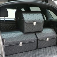 Skrzynia organizer samochodowy bagażnika TWARDA SKÓRZANA CZARNA 34x30x30cm