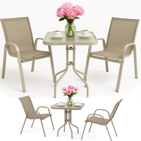 zestaw mebli ogrodowych stolik szkło 2 x krzesła na taras balkon do ogrodu