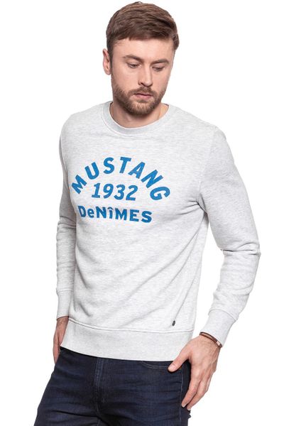 MUSTANG BLUZA Basic Crewneck LIGHT GREY MEL. 1007003 4163 2XL zdjęcie 5
