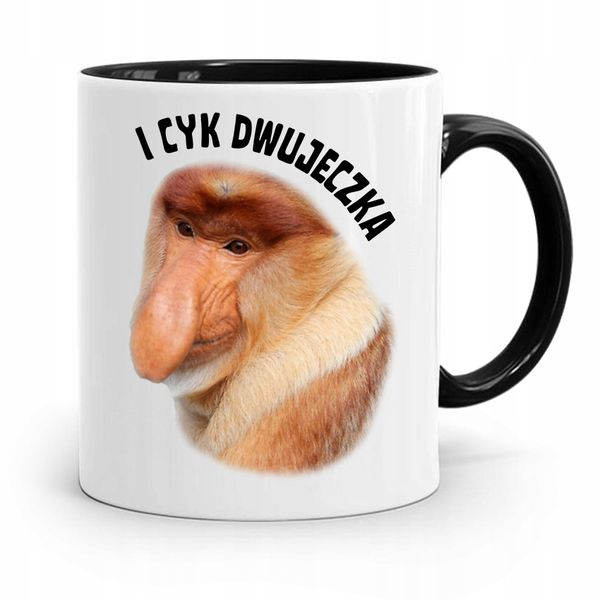 Kubek Czarny Śmieszny Nosacz Janusz Cyk Dwujeczka Z Nadrukiem Ze Zdjęciem zdjęcie 1
