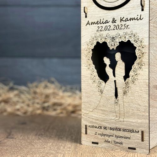 SKRZYNKA NA WINO PREZENT NA ŚLUB DLA PARY MŁODEJ PUDEŁKO Z GRAWEREM WESELE na Arena.pl