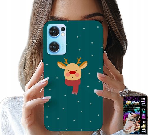 ETUI DO OPPO RENO7 5G - RENIFER NA ZIELONYM TLE ŚWIĄTECZNE WZORY na Arena.pl