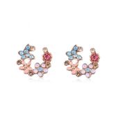 Kolczyki Sztyfty Wianki Cyrkonie Kwiatuszki Kolor K1674