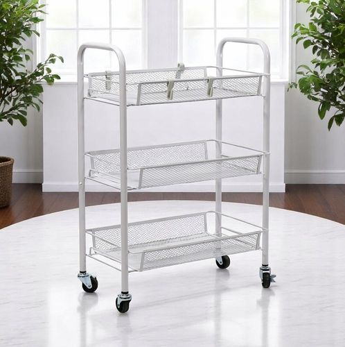 Metalowy wózek wielofunkcyjny 3-poziomowy z kółkami biały regał szafka na Arena.pl