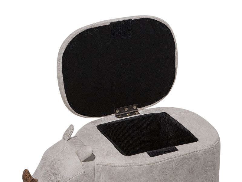 Pufa zwierzak ze schowkiem ekoskóra jasnoszara RHINO zdjęcie 7