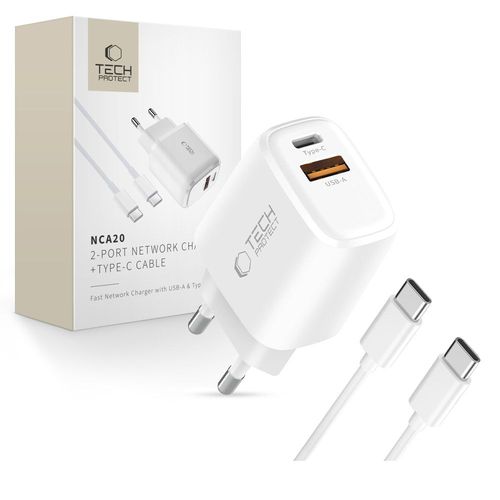 Ładowarka Sieciowa TECH-PROTECT NCA20 20W PD+QC3.0 z Kablem USB-C na Arena.pl