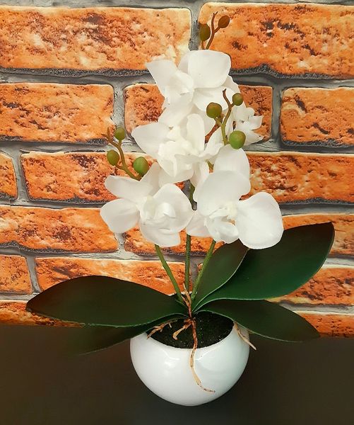 SZTUCZNY STORCZYK W DONICZCE BIAŁY ROŚLINA DONICZKOWA SZTUCZNA ORCHIDEA zdjęcie 4