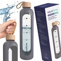 Motywacyjna szklana butelka na wodę AquaFloow MotivateGlass 1L szara