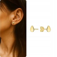 ZŁOTE KOLCZYKI 585 ŁEZKI MINIMALISTYCZNE KROPLE SUPER LEKKIE SZTYFTY