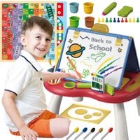 tablica edukacyjna kredowa dwustronna stolik + gry + akcesoria 050-34