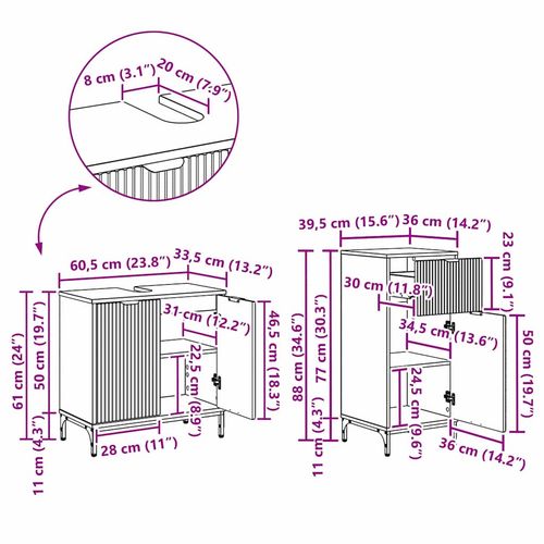 Zestaw mebli łazienkowych z półką 2 pcs Biały 39.5 x 36 x 88 cm na Arena.pl