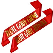 Zestaw czerwonych szarf Złote Gody + dowolne imiona małżonków