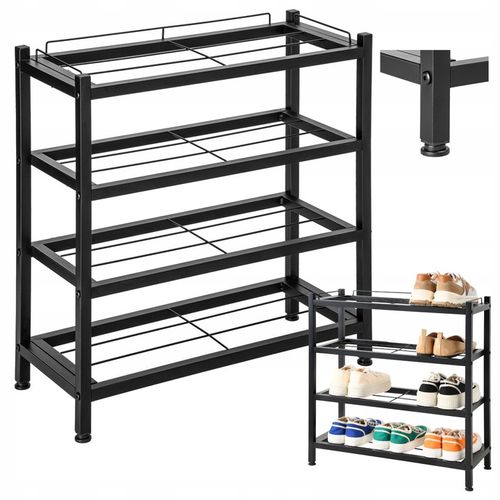 SZAFKA NA BUTY STOJAK METALOWY CZARNY 4 PÓŁKI ORGANIZER REGAŁ LOFTOWY na Arena.pl