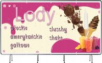 BANER REKLAMOWY na siatce mesh 100x50 cm gotowy projekt LODY SHAKE SLUSCHY