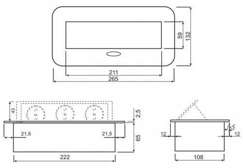 GNIAZDO POTRÓJNE CHOWANE W BLAT 3 GNIAZDA NABLATOWE GNIAZDKO KABEL 1,5M na Arena.pl