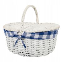 Kosz piknikowy wiklinowy duży mocny biały z rączką