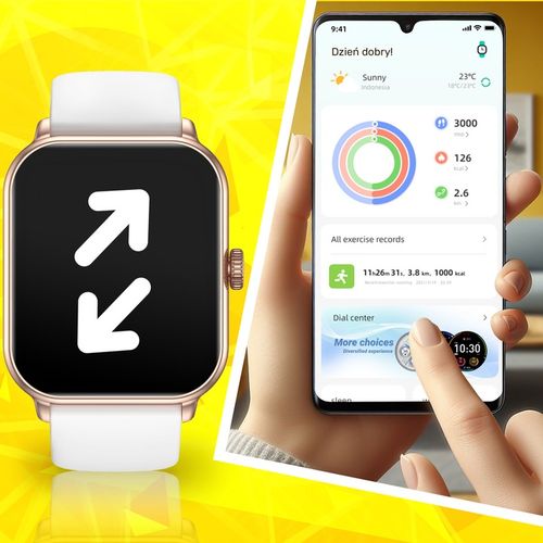 SMARTWATCH DAMSKI ZEGAREK WODOODPORNY PL MENU ROZMOWY SMART WATCH + 3 PASKI na Arena.pl