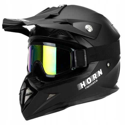 JUNIOR KASK MOTOCYKLOWY CROSS HORN QUAD + GOGLE XS (YS 48-49CM) na Arena.pl