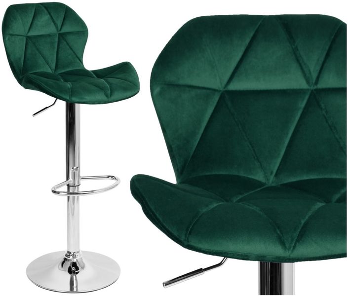 Hoker barowy GORDON chromowane ciemnozielone Velvet zdjęcie 14