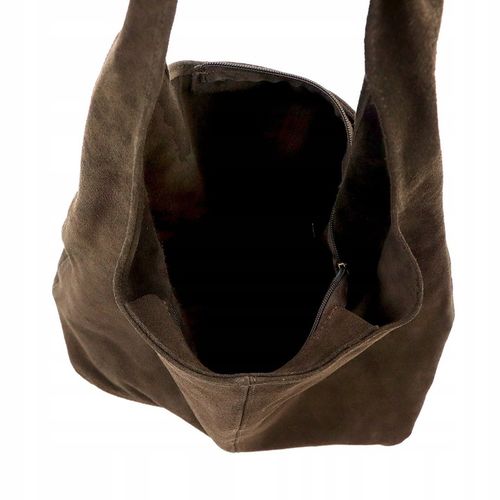 Laura Biaggi torebka shopper skóra naturalna zamszowa brązowy na ramię na Arena.pl