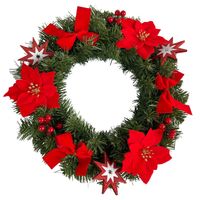 WIENIEC ŚWIĄTECZNY Z POINSECJĄ I OZDOBAMI 40cm GIRLANDA STROIK