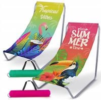 LEŻAK PLAŻOWY SKŁADANY KRZESŁO TURYSTYCZNE FOTEL OGRODOWY MODNY ZESTAW 2szt