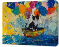 Obraz 60x50cm Kot na Łodzi