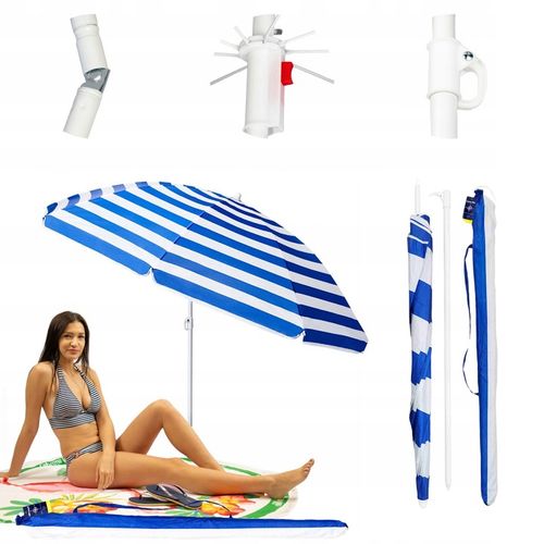 Parasol Plażowy Ogrodowy Łamany Filtr UV 50 + Pokrowiec Captain Mike na Arena.pl