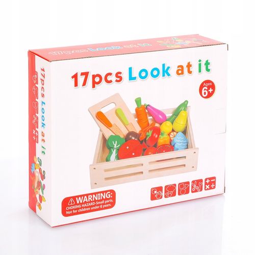 DREWNIANE WARZYWA OWOCE DO KROJENIA NA MAGNES DLA DZIECI ZESTAW XXL na Arena.pl