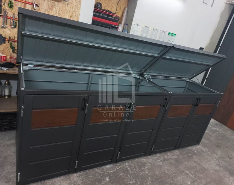 Zabudowa koszy na śmieci obudowa kubłów 345x80x120 cm 5x240L ID509 zdjęcie 3