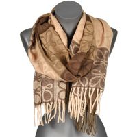 Beżowy Duży Szalik Damski Bawełniany Ciepły Chusta Na Szyję Re-73